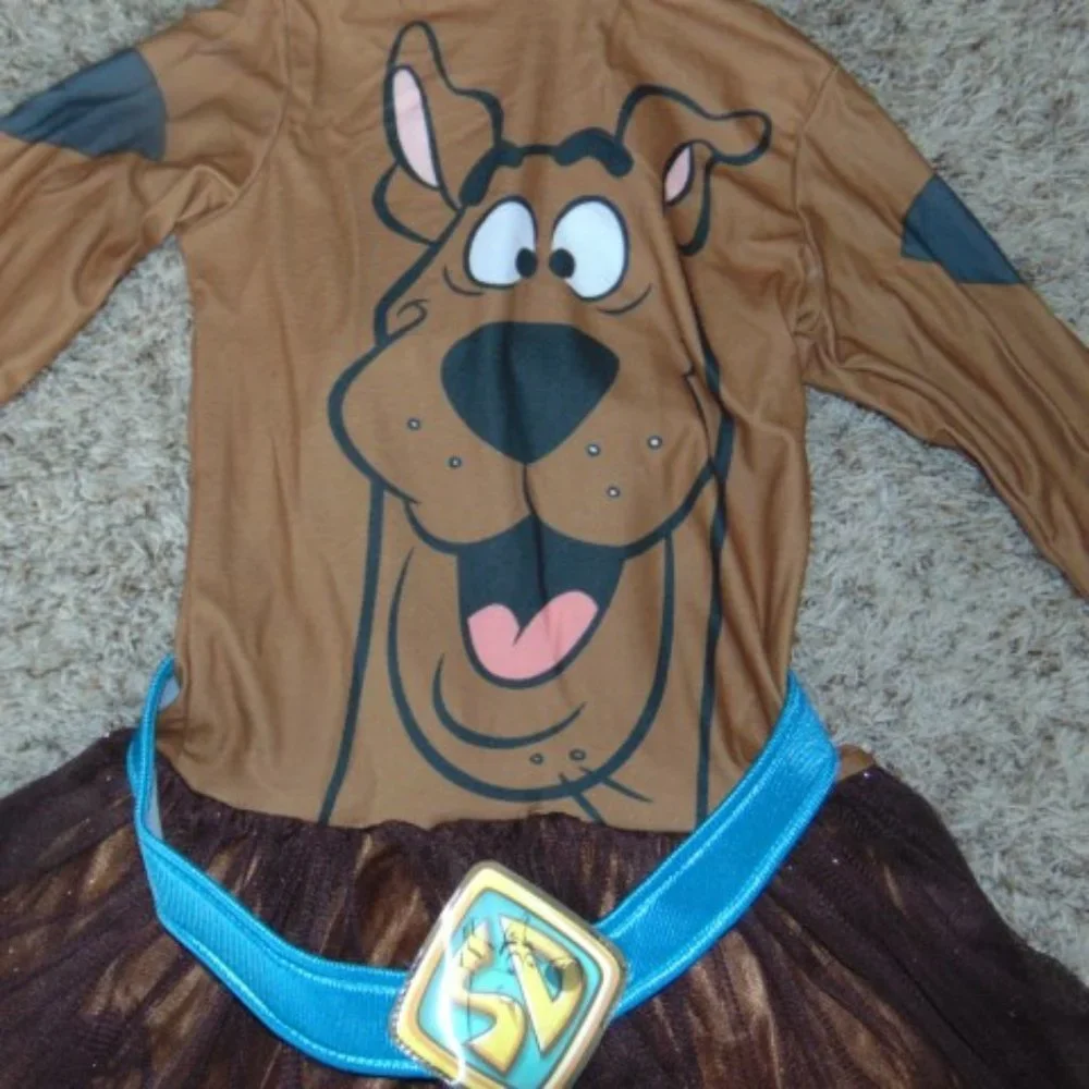 Scooby Doo Dog Halloween Costume 8/10 Brown Tutu Tulle Hooded Dress Girls
